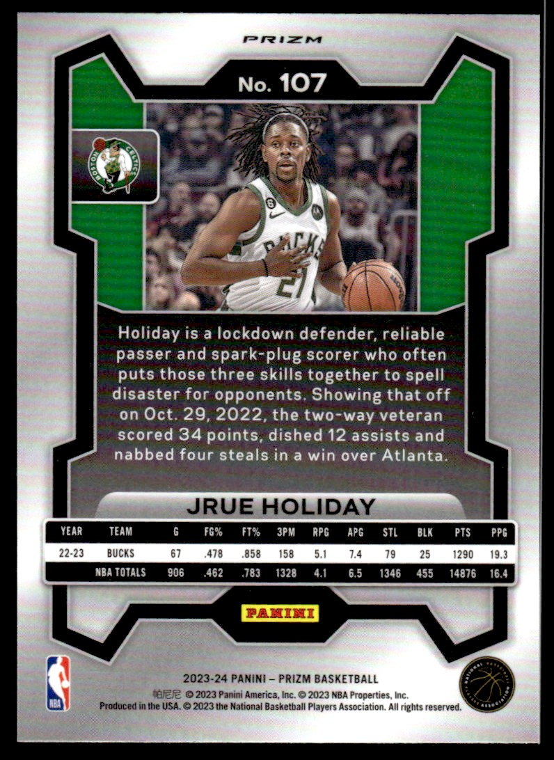 2023-24 Panini Prizm Prizms Green #107 Jrue Holiday on Fanatics