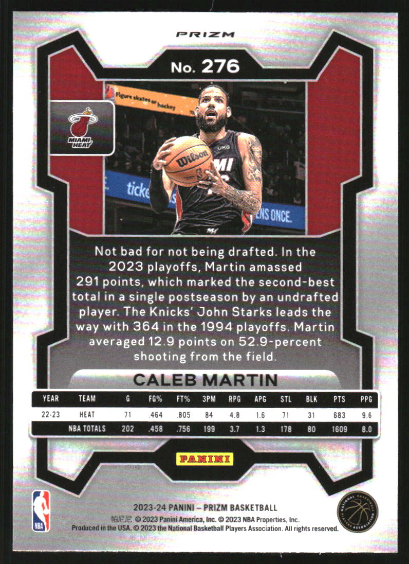 2023-24 Panini Prizm Prizms Orange Ice #276 Caleb Martin on