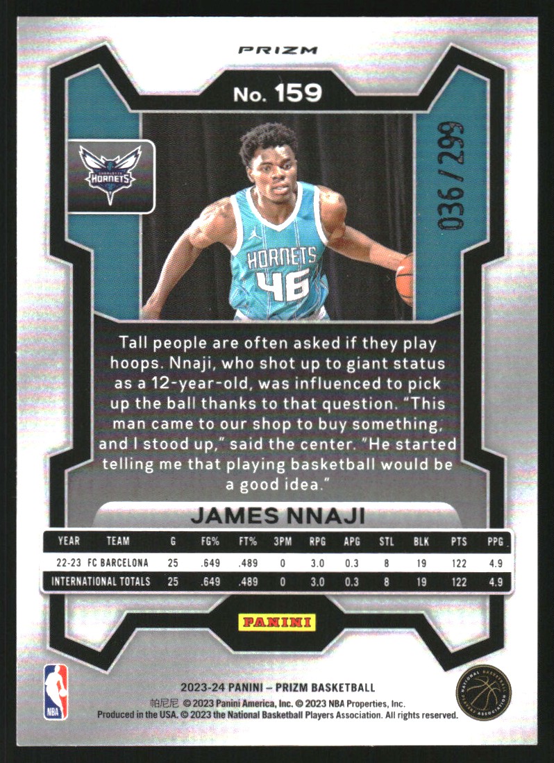 2023-24 Panini Prizm Prizms Red #159 James Nnaji