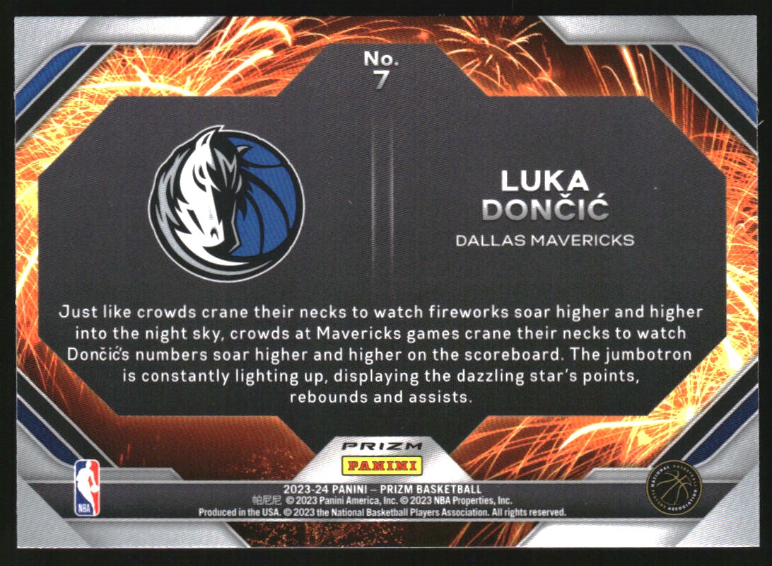 2023-24 Panini Prizm Fireworks Prizms Fast Break #7 Luka Doncic
