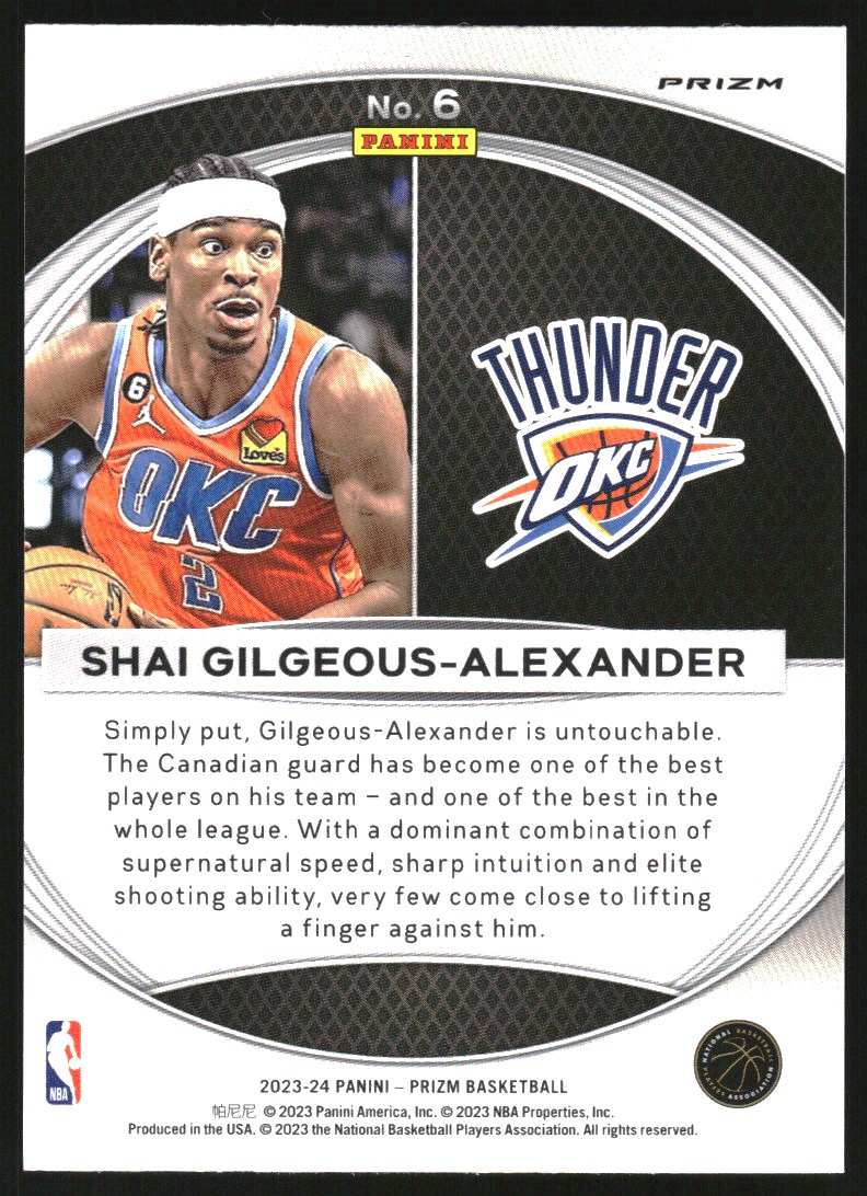 2023-24 Panini Prizm Global Reach Prizms Silver #6 Shai Gilgeous-Alexander