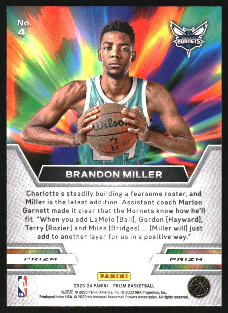 2023-24 Panini Prizm Instant Impact Prizms Green #4 Brandon Miller