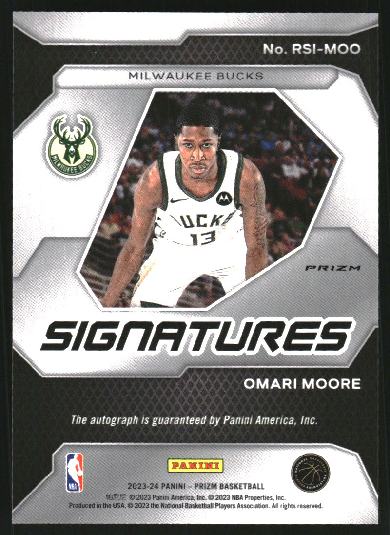 2023-24 Panini Prizm Rookie Signatures Prizms Blue Wave #9 Omari Moore