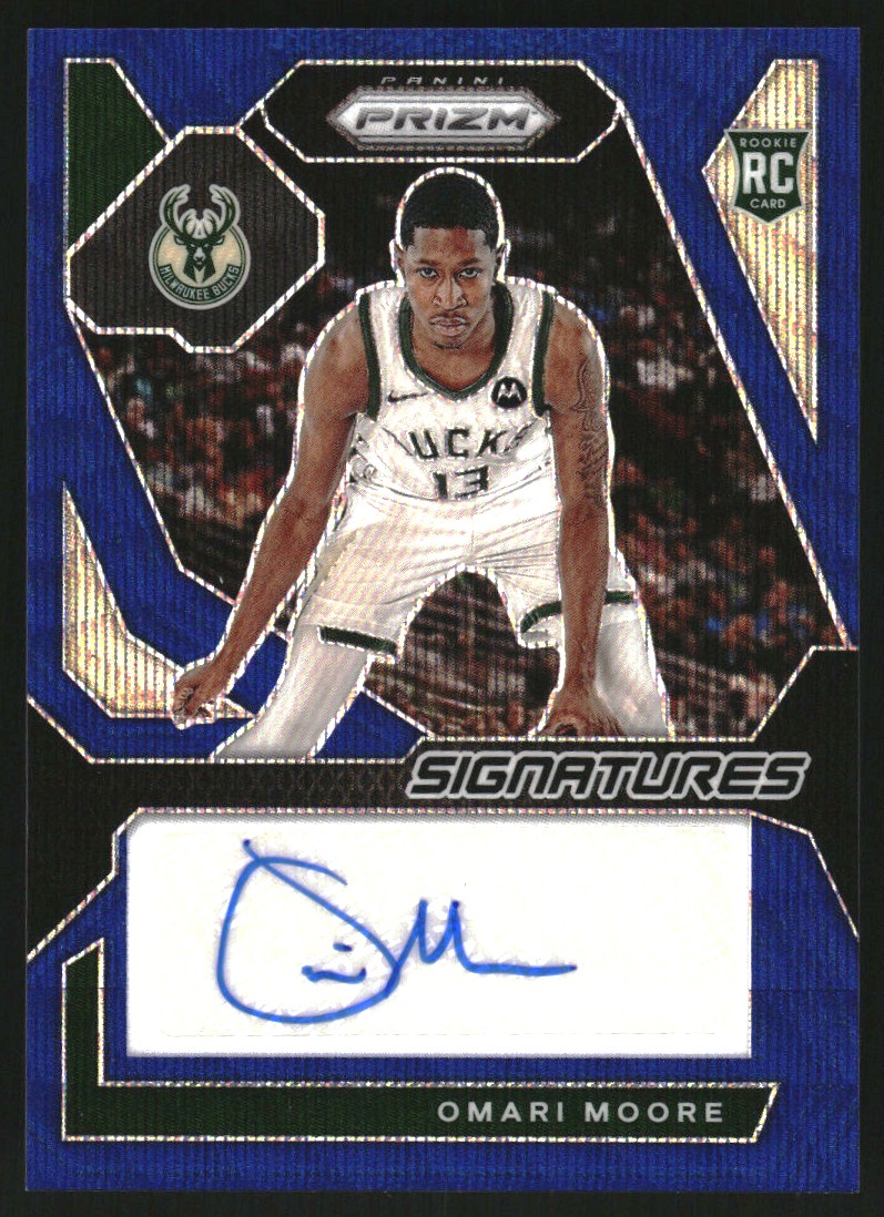 2023-24 Panini Prizm Rookie Signatures Prizms Blue Wave #9 Omari Moore