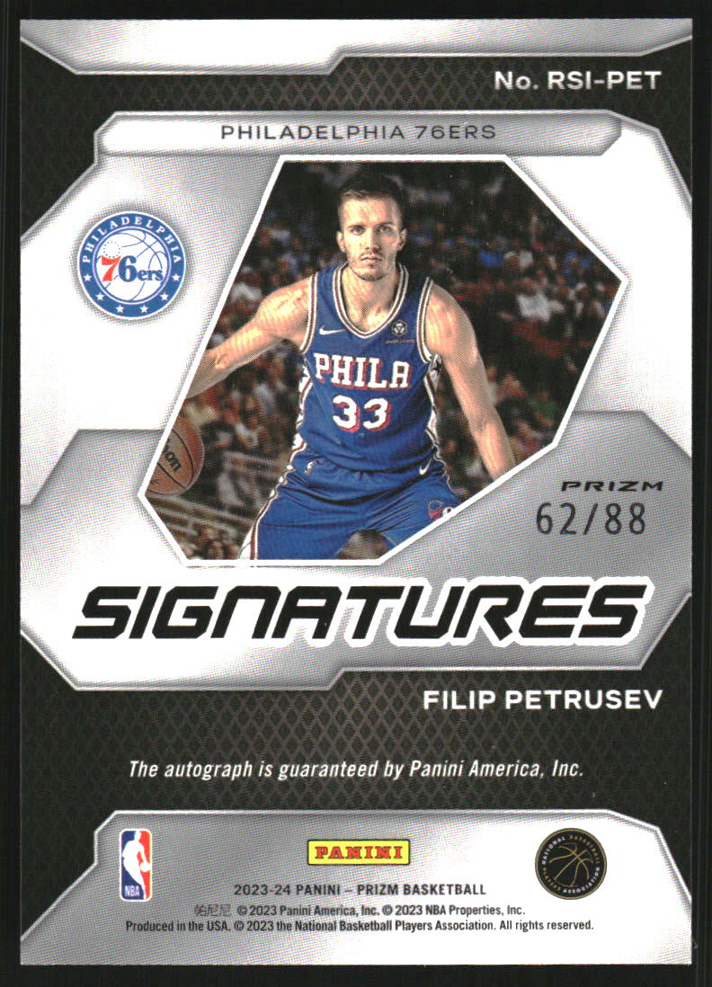 2023-24 Panini Prizm Rookie Signatures Prizms Choice #2 Filip Petrusev Auto /88