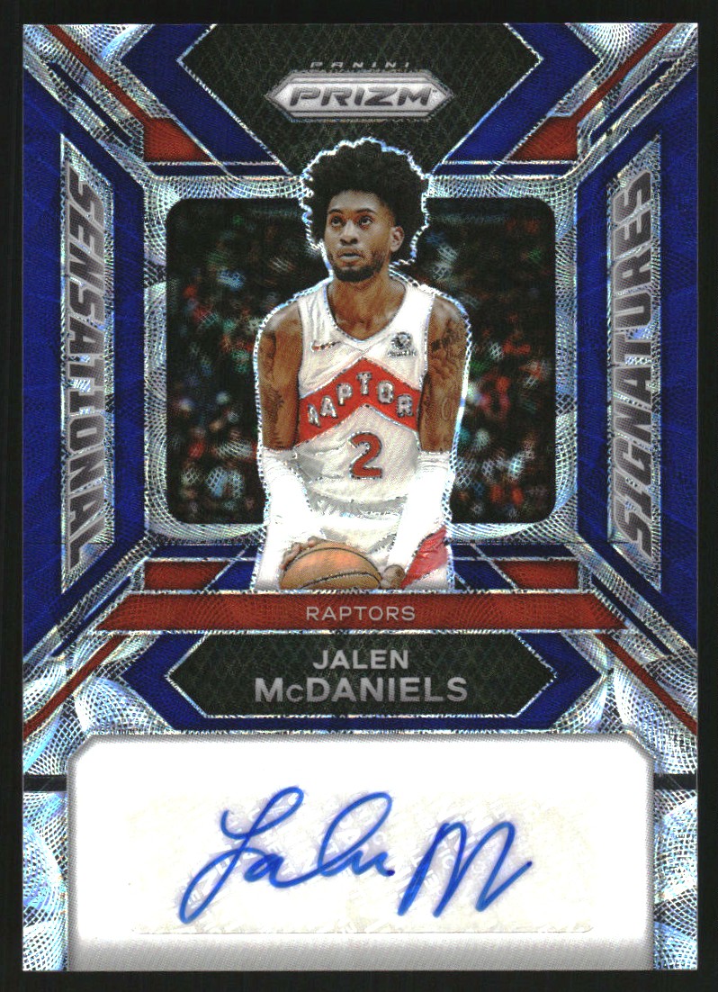 2023-24 Panini Prizm Sensational Signatures Prizms Choice Blue #43 Jalen McDaniels/49