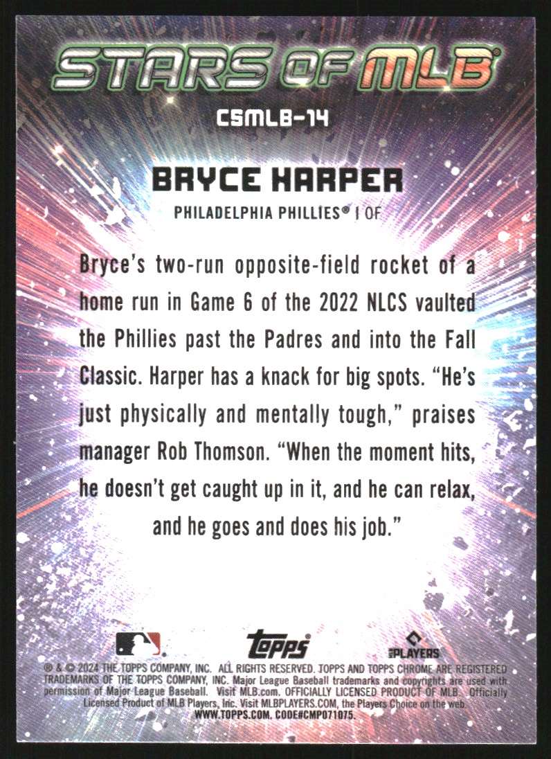 2024 Topps Stars of MLB Chrome #CSMLB14 Bryce Harper