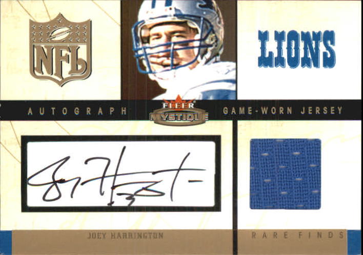 2003 Fleer Mystique Rare Finds Jersey Autographs #JH Joey Harrington