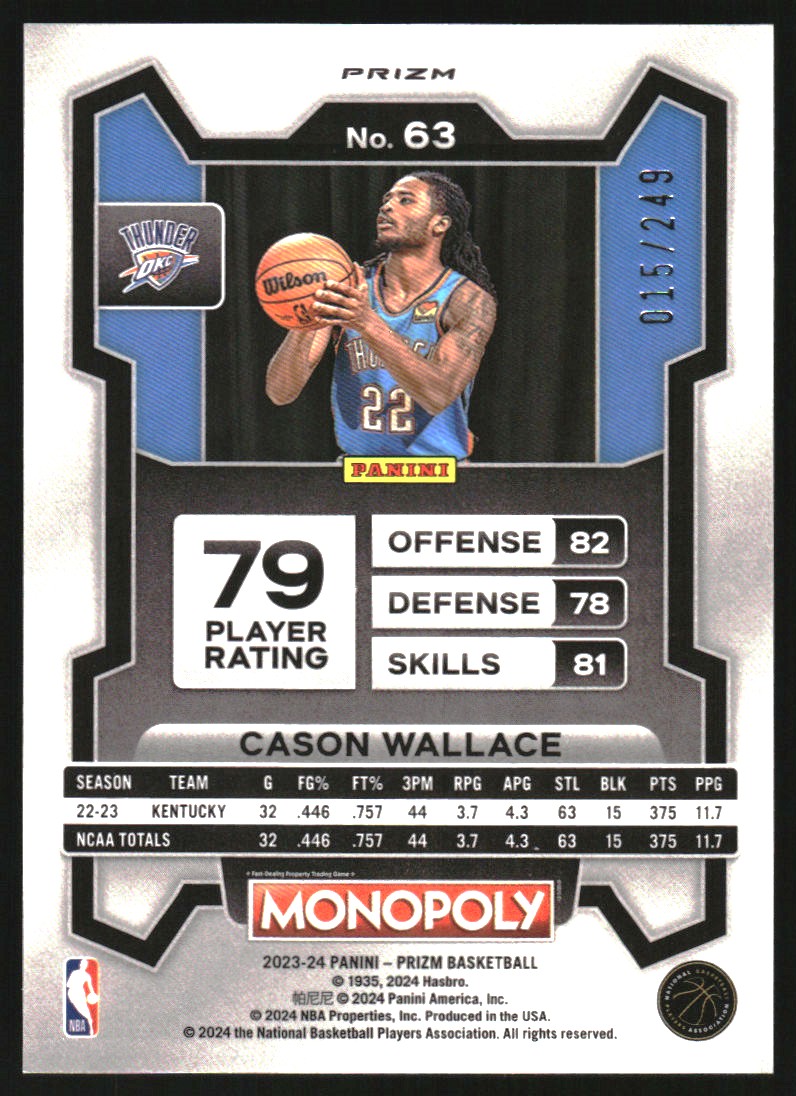 2023-24 Panini Prizm Monopoly Brown #63 Cason Wallace