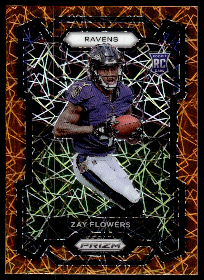 2023 Panini Prizm Prizms Orange Lazer #307 Zay Flowers
