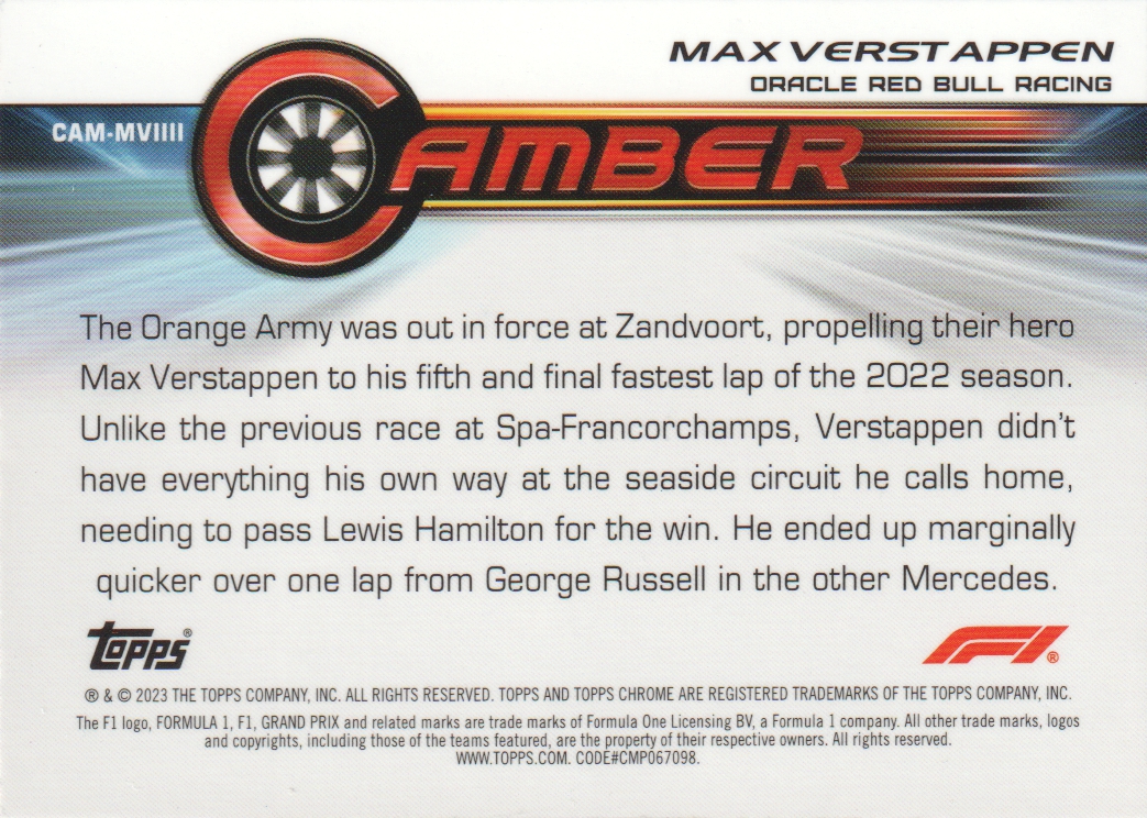 2023 Topps Chrome Formula 1 Racing Trading Cards Camber: Pick From List