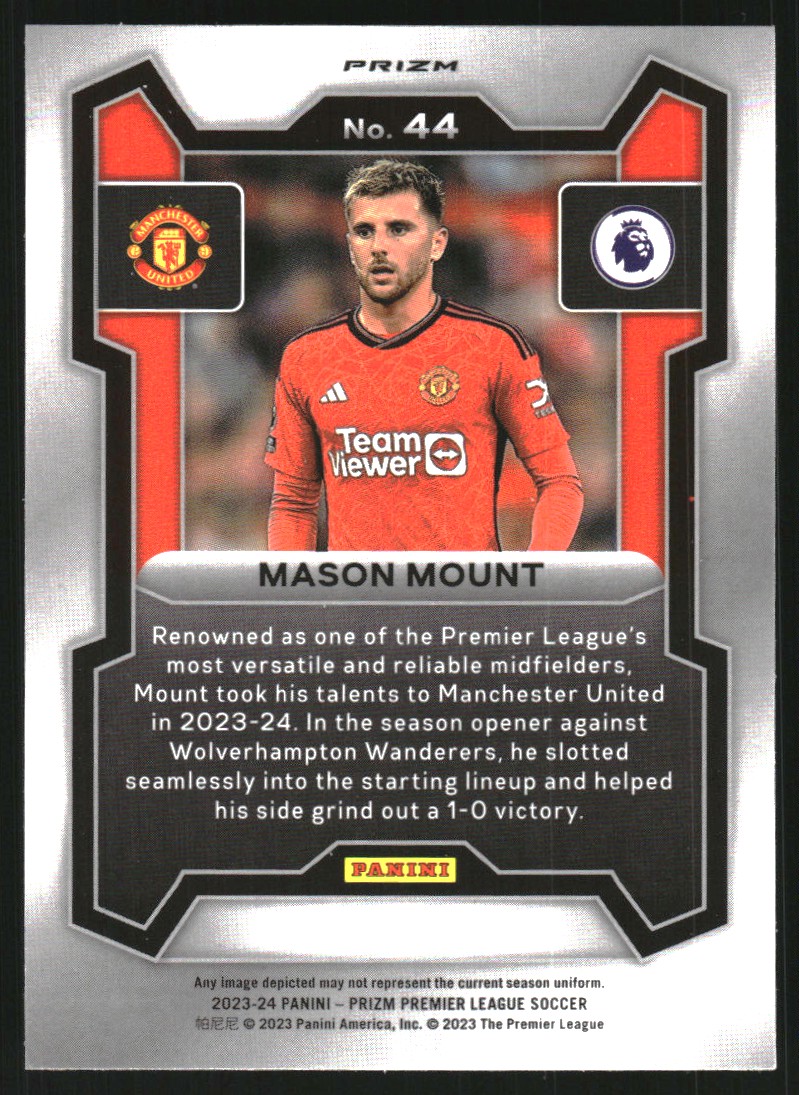 2023-24 Panini Prizm English Premier League Prizms Black and White Checker #44 Mason Mount