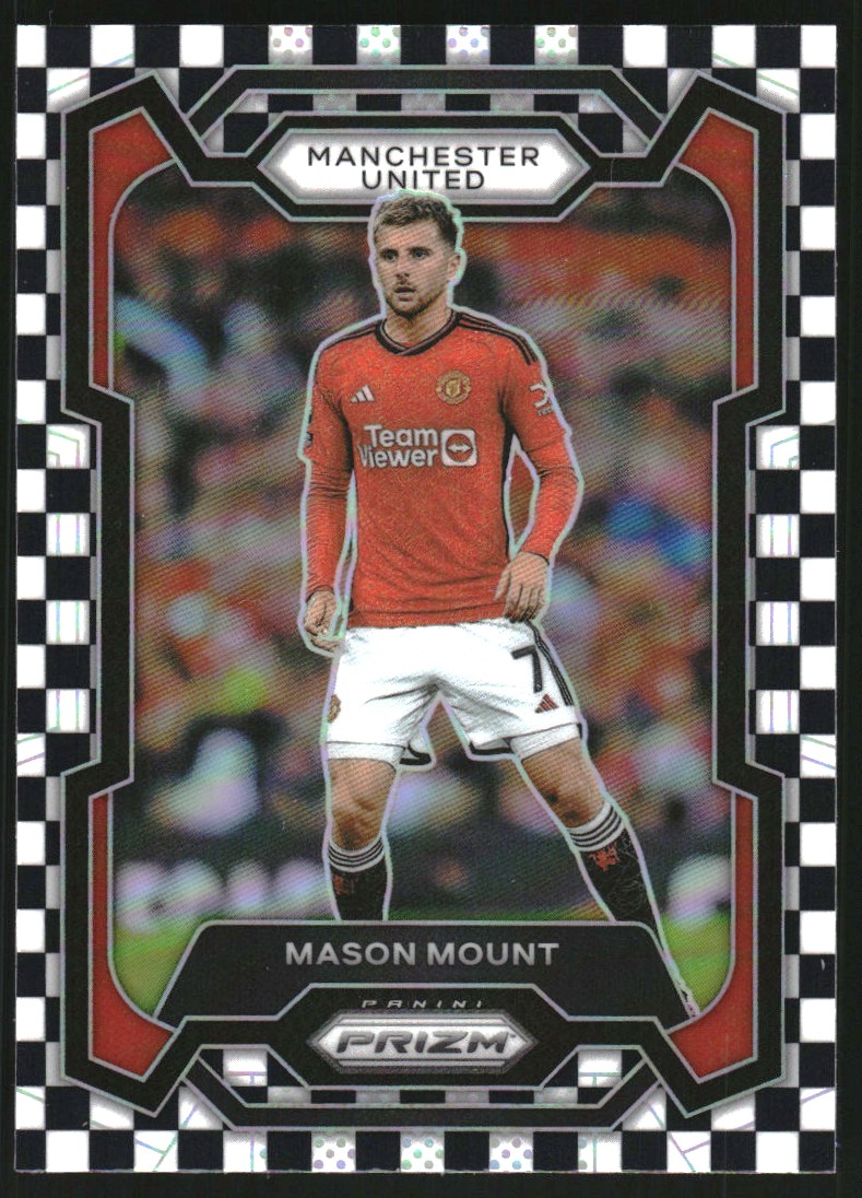 2023-24 Panini Prizm English Premier League Prizms Black and White Checker #44 Mason Mount