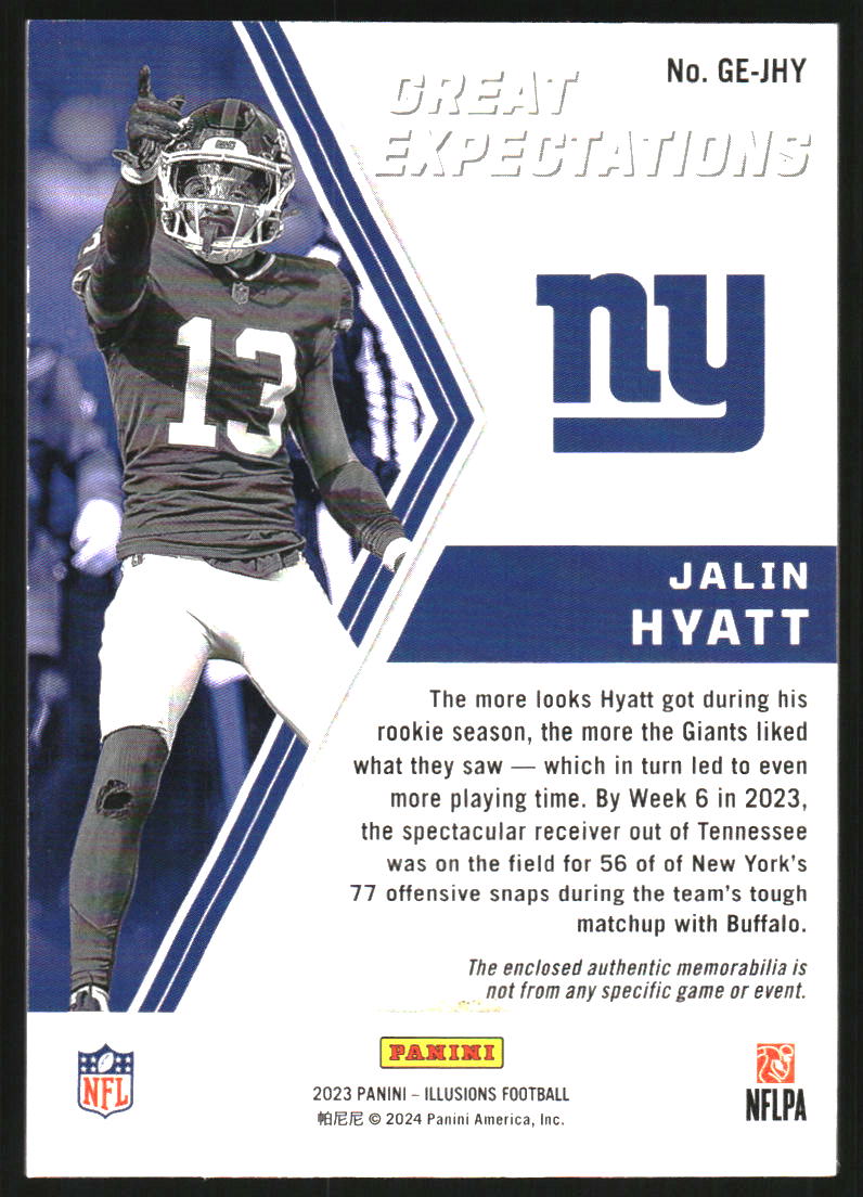 2023 Panini Illusions Great Expectations Materials #16 Jalin Hyatt Jersey
