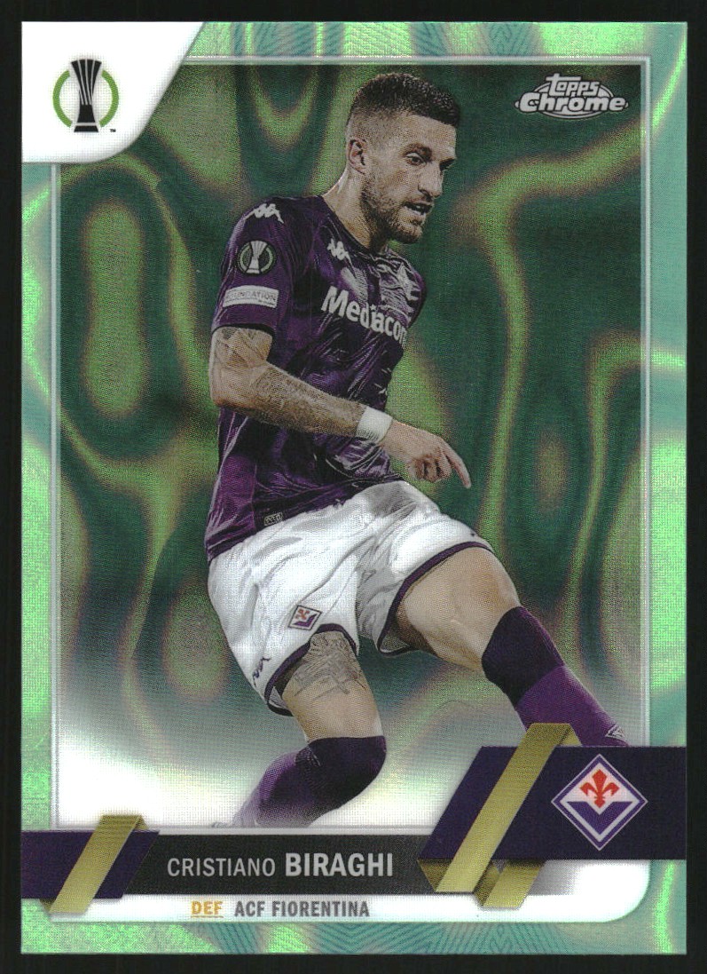 2022-23 Topps Chrome UEFA Club Competitions Neon Green Lava Refractors #89 Cristiano Biraghi