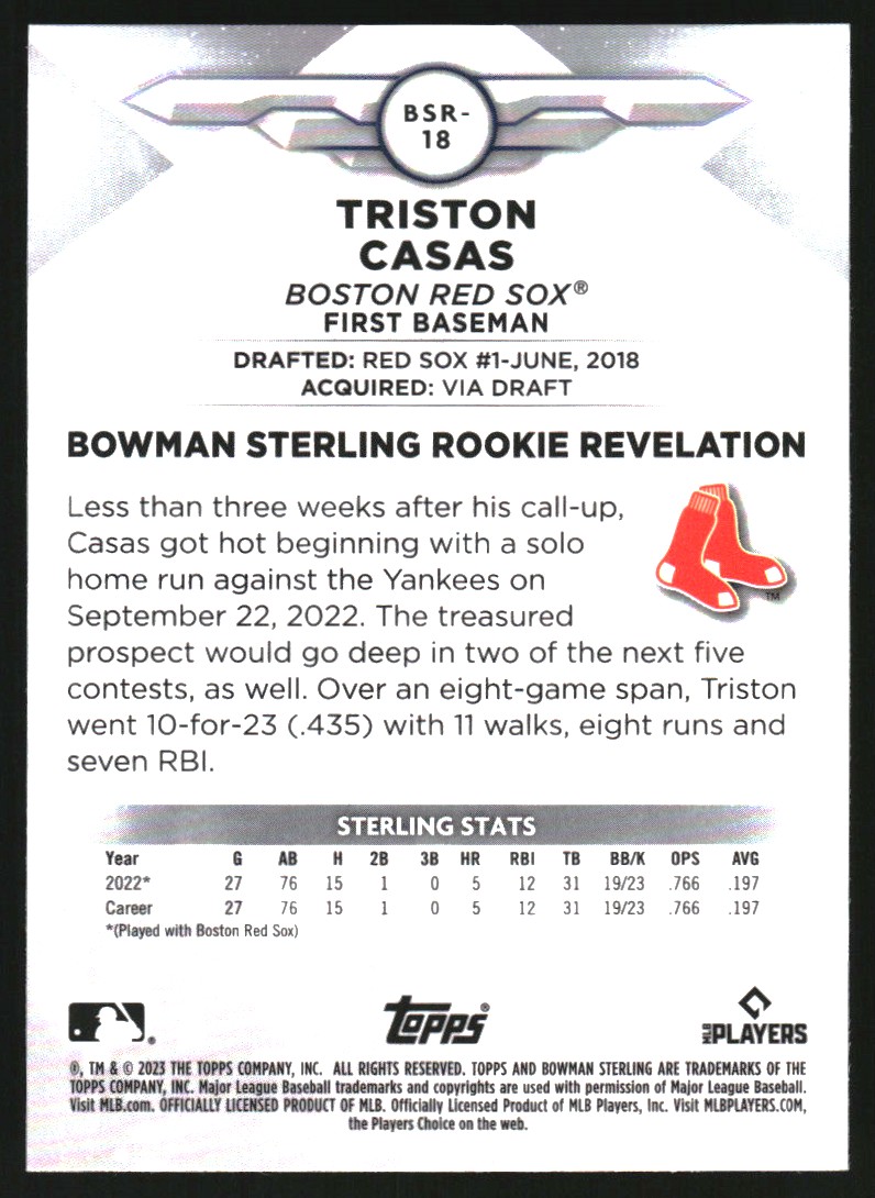 2023 Bowman Sterling Rookies #BSR18 Triston Casas
