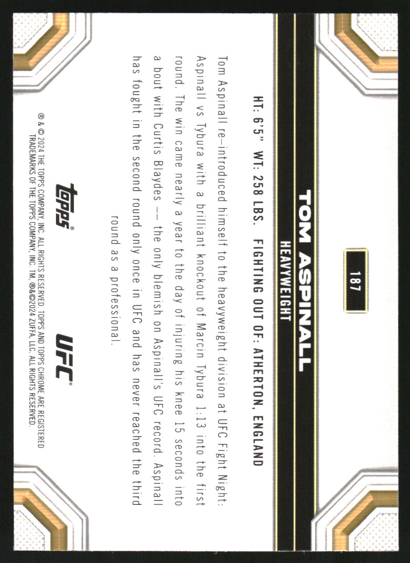 2024 Topps Chrome UFC Purple Refractors #187 Tom Aspinall