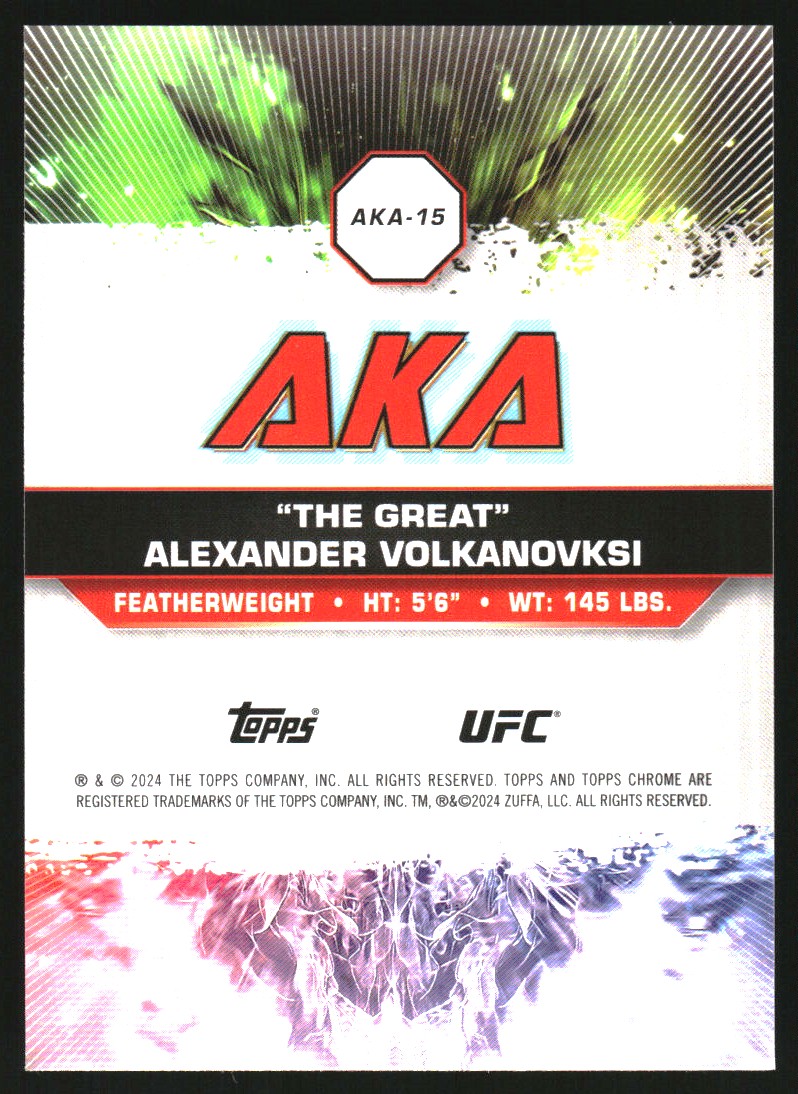 2024 Topps Chrome UFC AKA #AKA15 Alexander Volkanovksi/“The Great”
