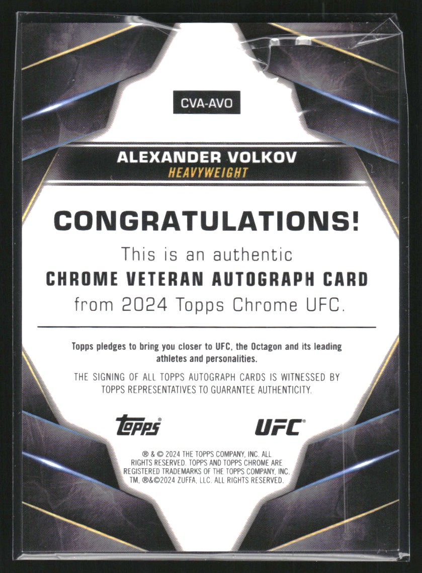 2024 Topps Chrome UFC Chrome Veteran Autographs #CVAAVO Alexander Volkov