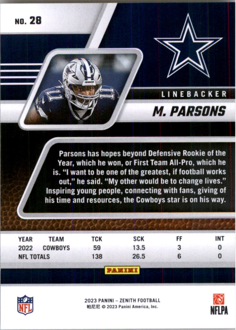 2023 Zenith Football Card Pick (Base)