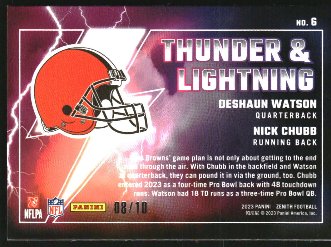 2023 Zenith Thunder and Lightning Gold #6 Deshaun Watson Nick Chubb /10