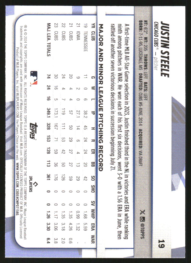 2024 Topps Big League #19 Justin Steele