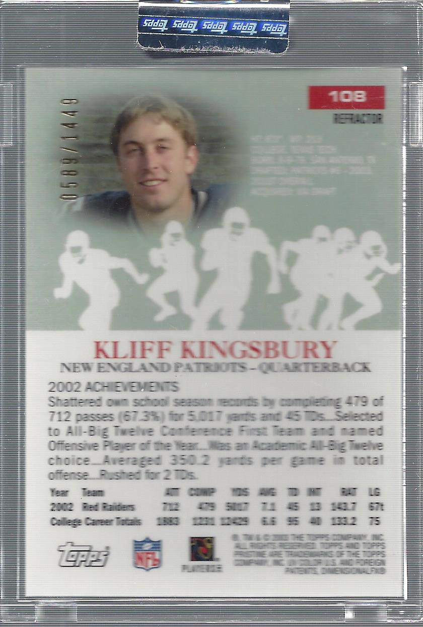 2003 Topps Pristine Refractors #108 Kliff Kingsbury C back image