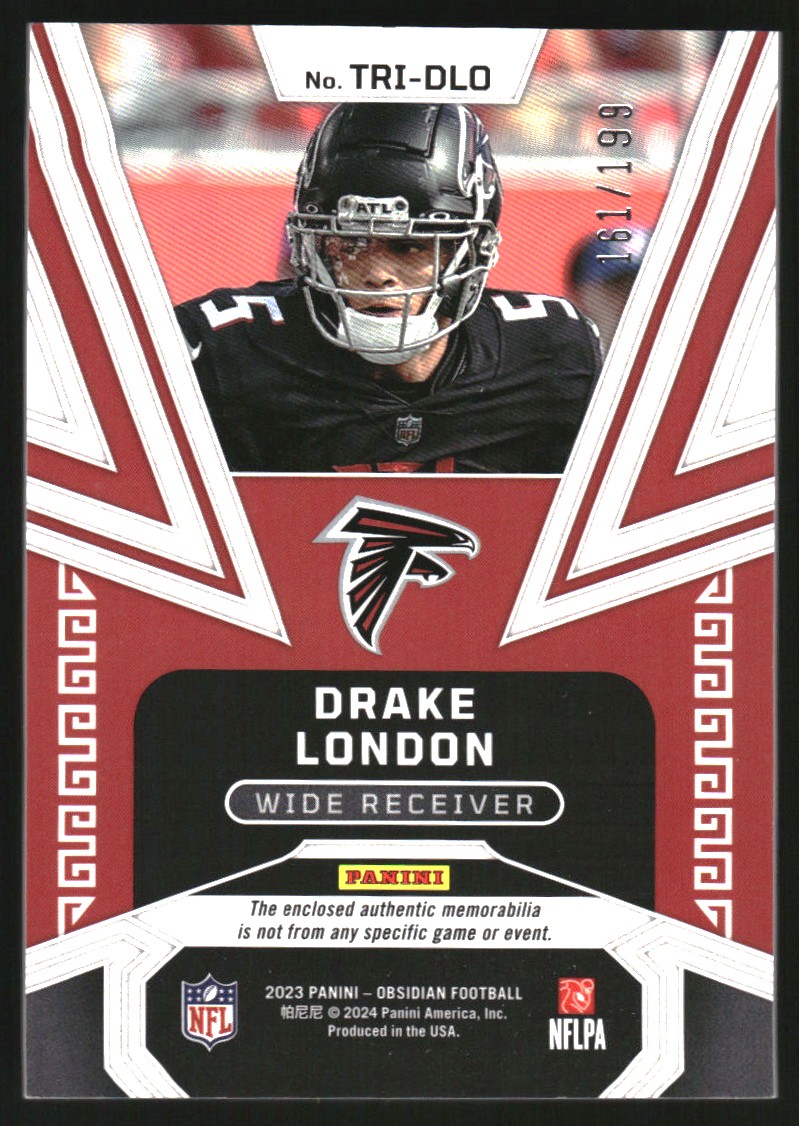 2023 Panini Obsidian Trifecta Swatches #27 Drake London