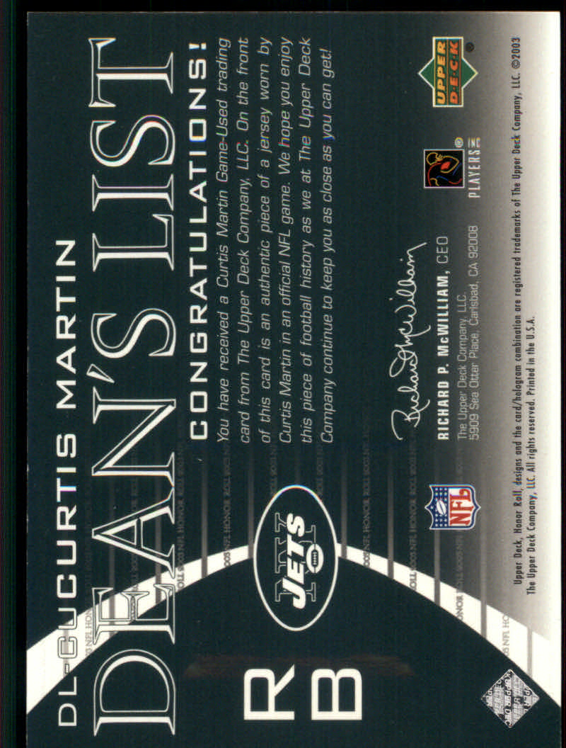 Cartas de fútbol americano "insertar y paralelo" del rollo de honor 2003 (mazo superior) - Imagen 3 de 11