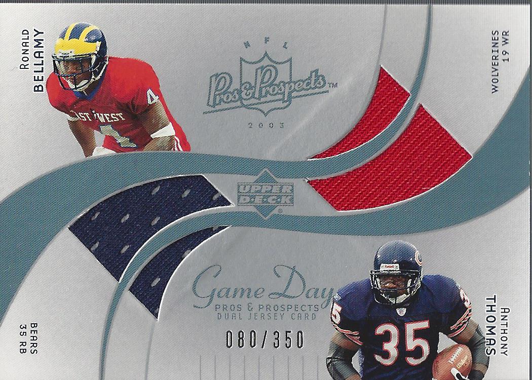 2003 Upper Deck Pros and Prospects Game Day Jersey Duals #DJCBT Ronald Bellamy/Anthony Thomas
