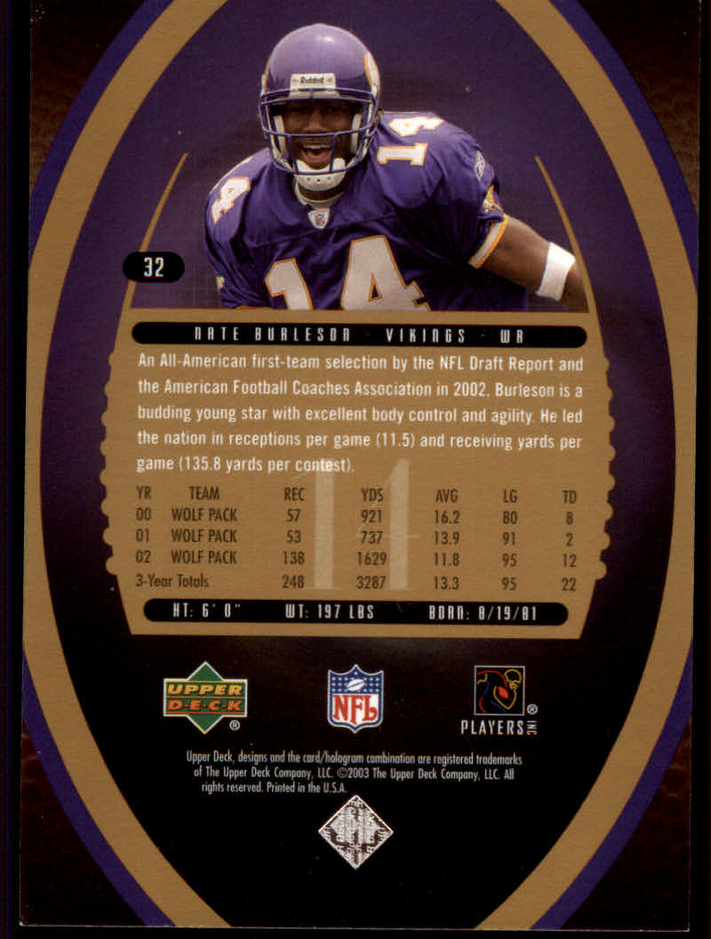 2003 Standing O (Upper Deck) Football "Rookies" Insert Cards - Picture 21 of 27