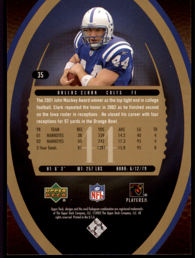 2003 Standing O (Upper Deck) Football "Rookies" Insert Cards - Picture 23 of 27