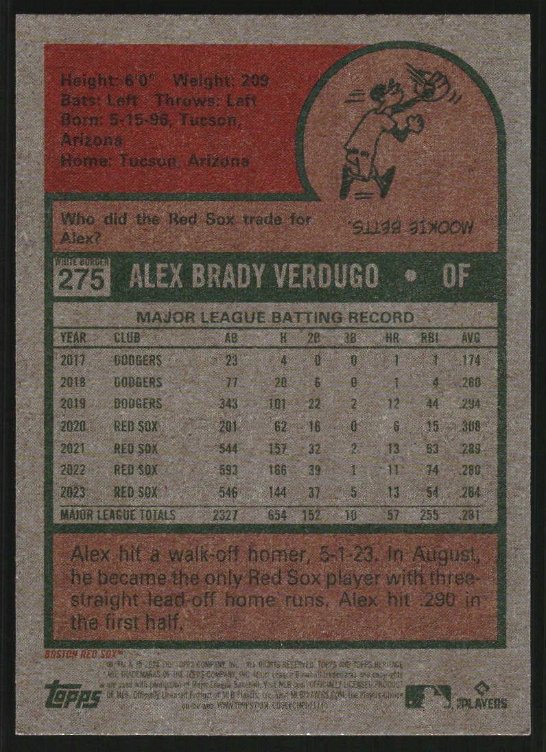 2024 Topps Heritage White Border #275 Alex Verdugo