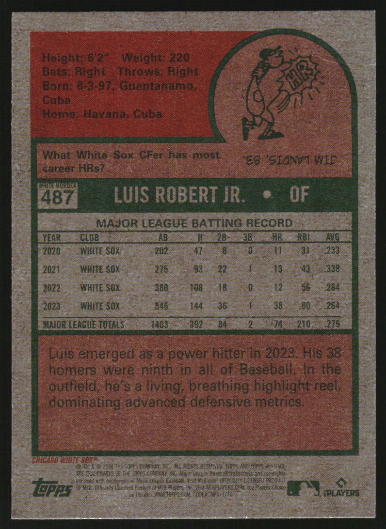2024 Topps Heritage White Border #487 Luis Robert Jr.