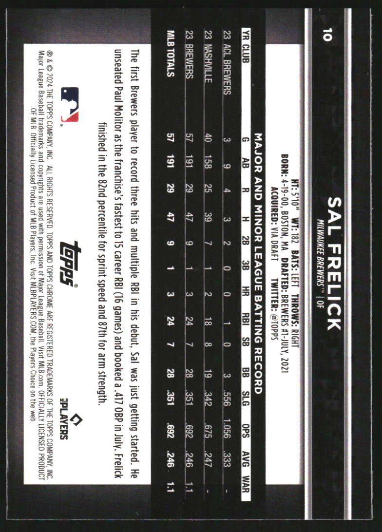 2024 Topps Chrome Black Rookie Design Variations #10 Sal Frelick