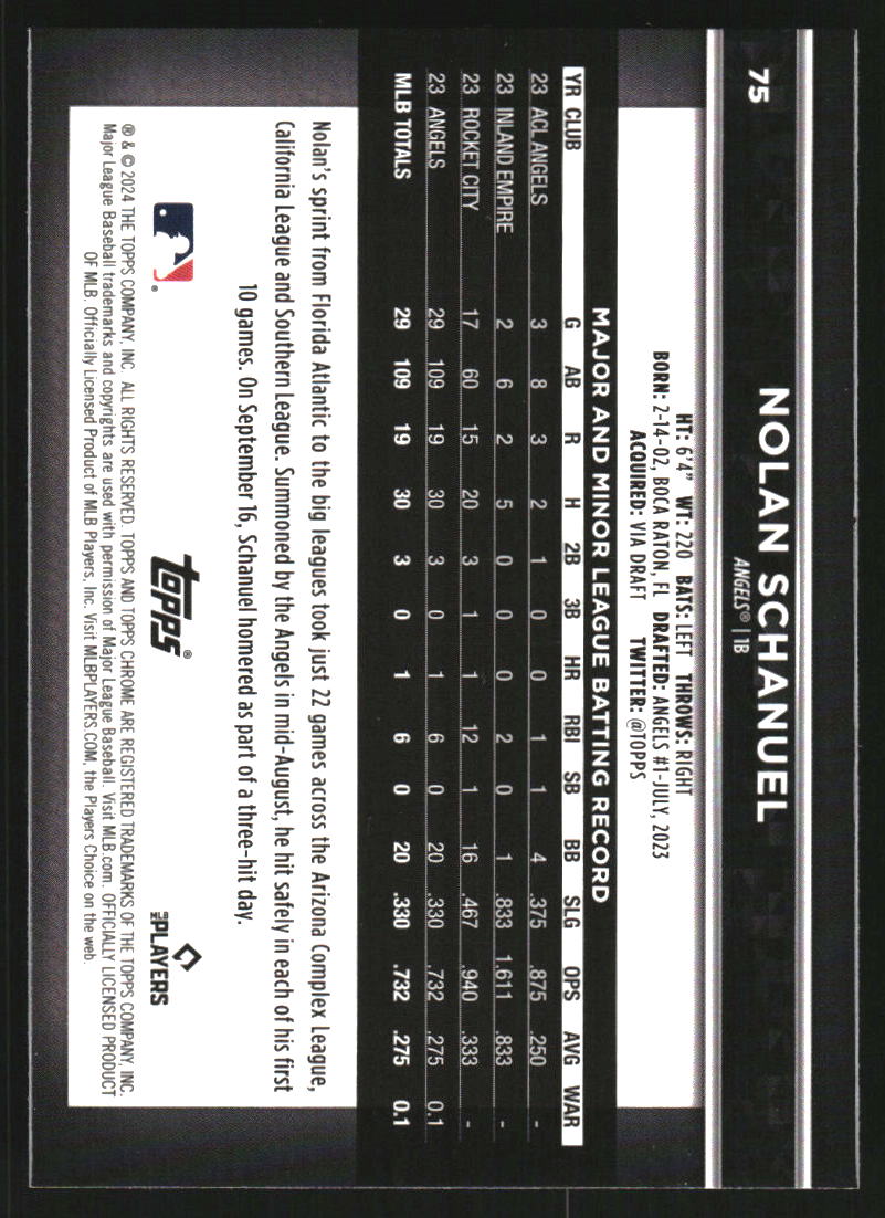 2024 Topps Chrome Black Rookie Design Variations #75 Nolan Schanuel