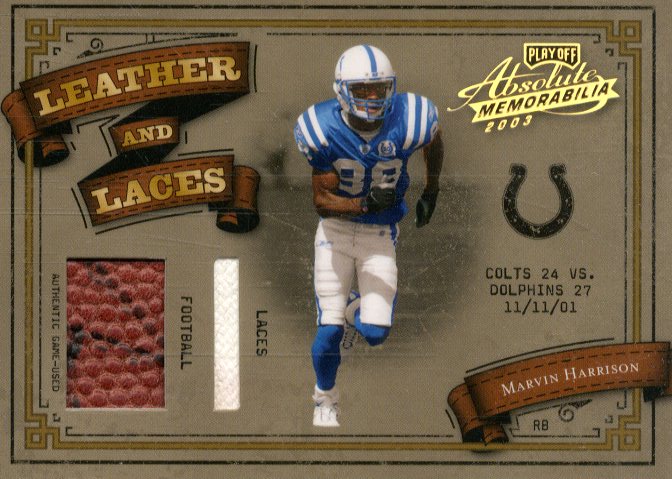 2003 Absolute Memorabilia Leather and Laces Combos #LL33 Marvin Harrison