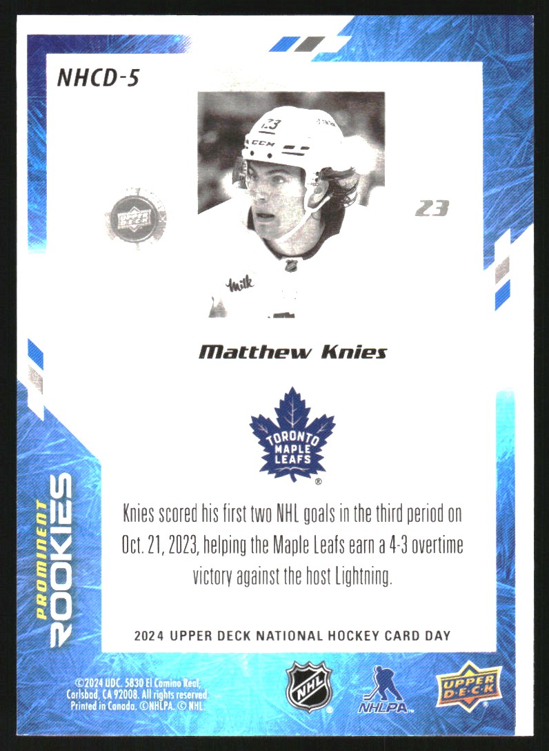 2023-24 Upper Deck National Hockey Card Day #NHCD5 Matthew Knies PR