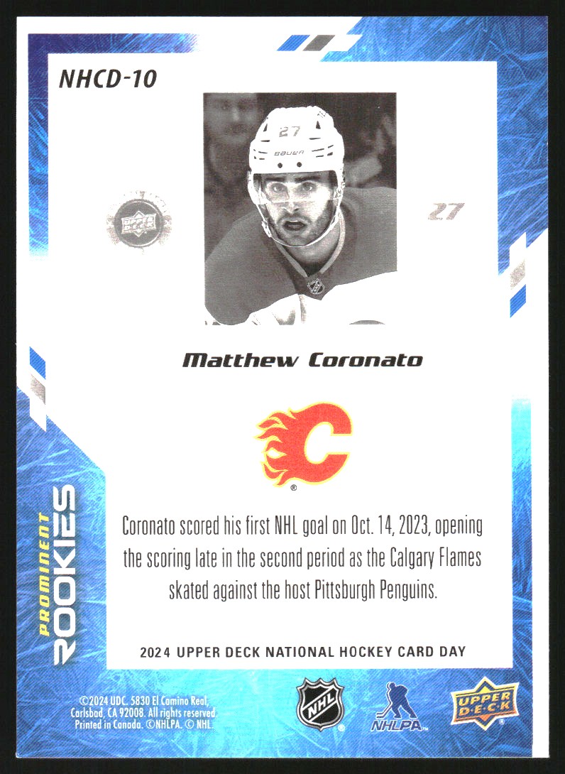 2023-24 Upper Deck National Hockey Card Day #NHCD10 Matthew Coronato PR