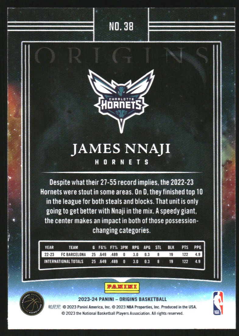 2023-24 Panini Origins #38 James Nnaji RC
