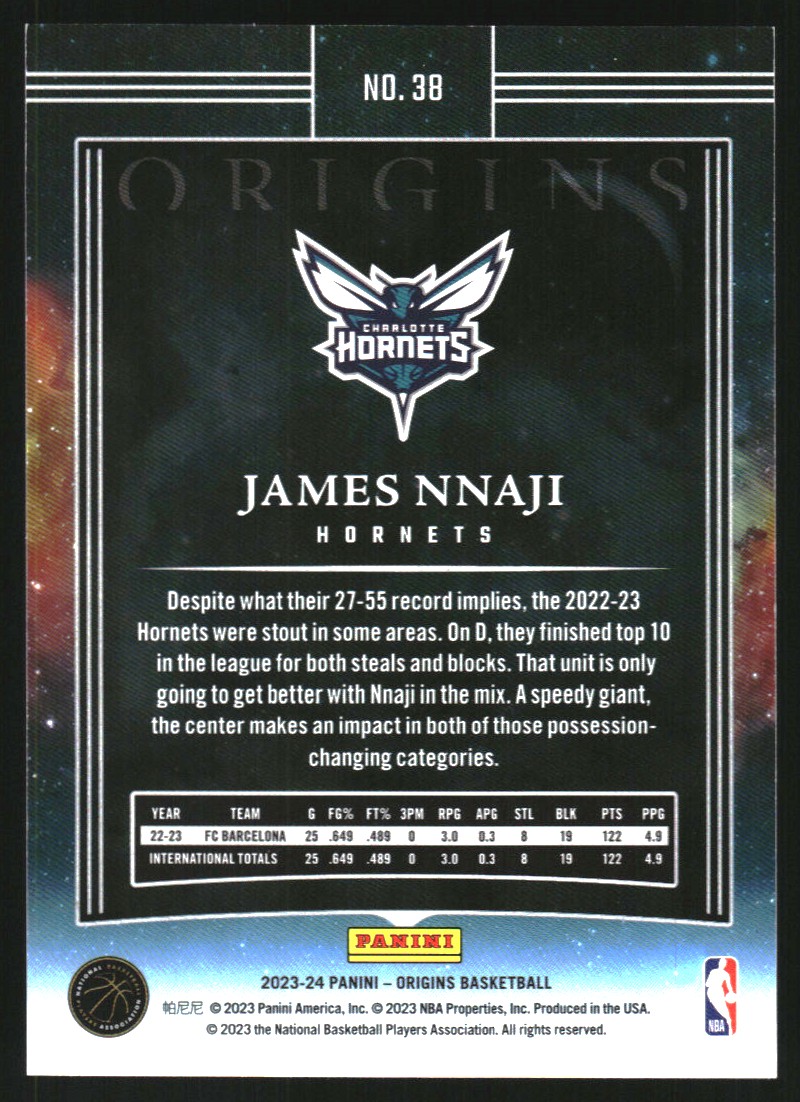 2023-24 Panini Origins Orange #38 James Nnaji