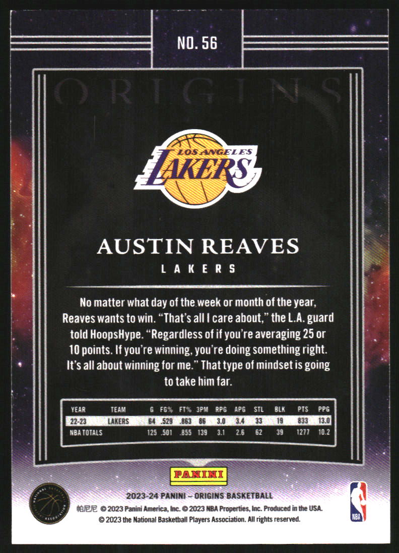2023-24 Panini Origins Orange #56 Austin Reaves /75