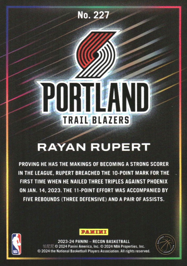 2023-24 Panini Recon Holo Red #227 Rayan Rupert