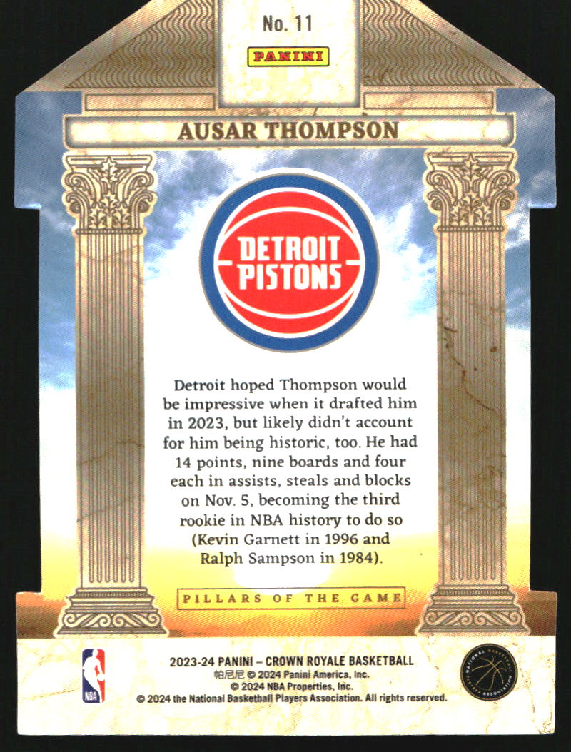 2023-24 Crown Royale Pillars of the Game Blue #11 Ausar Thompson