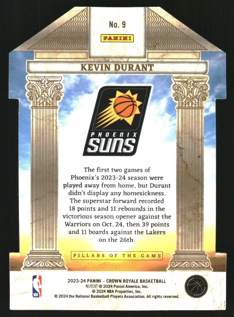 2023-24 Crown Royale Pillars of the Game International Red #9 Kevin Durant