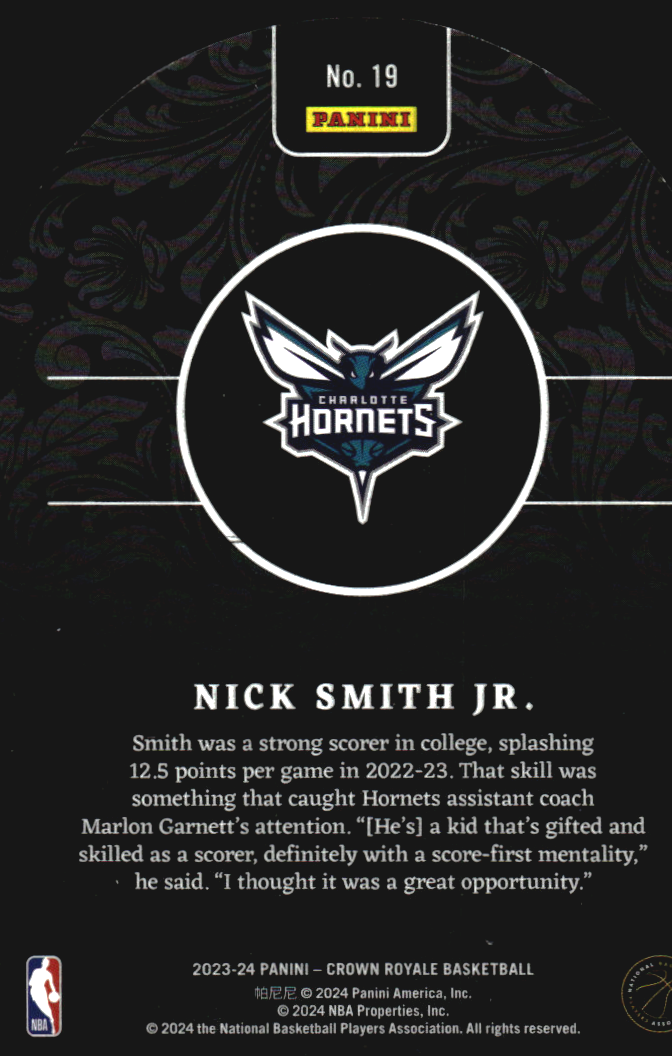 2023-24 Crown Royale Rookie Royalty Red #19 Nick Smith Jr.