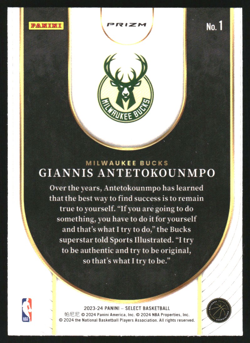 2023-24 Select Neon Icon Red Prizms #1 Giannis Antetokounmpo