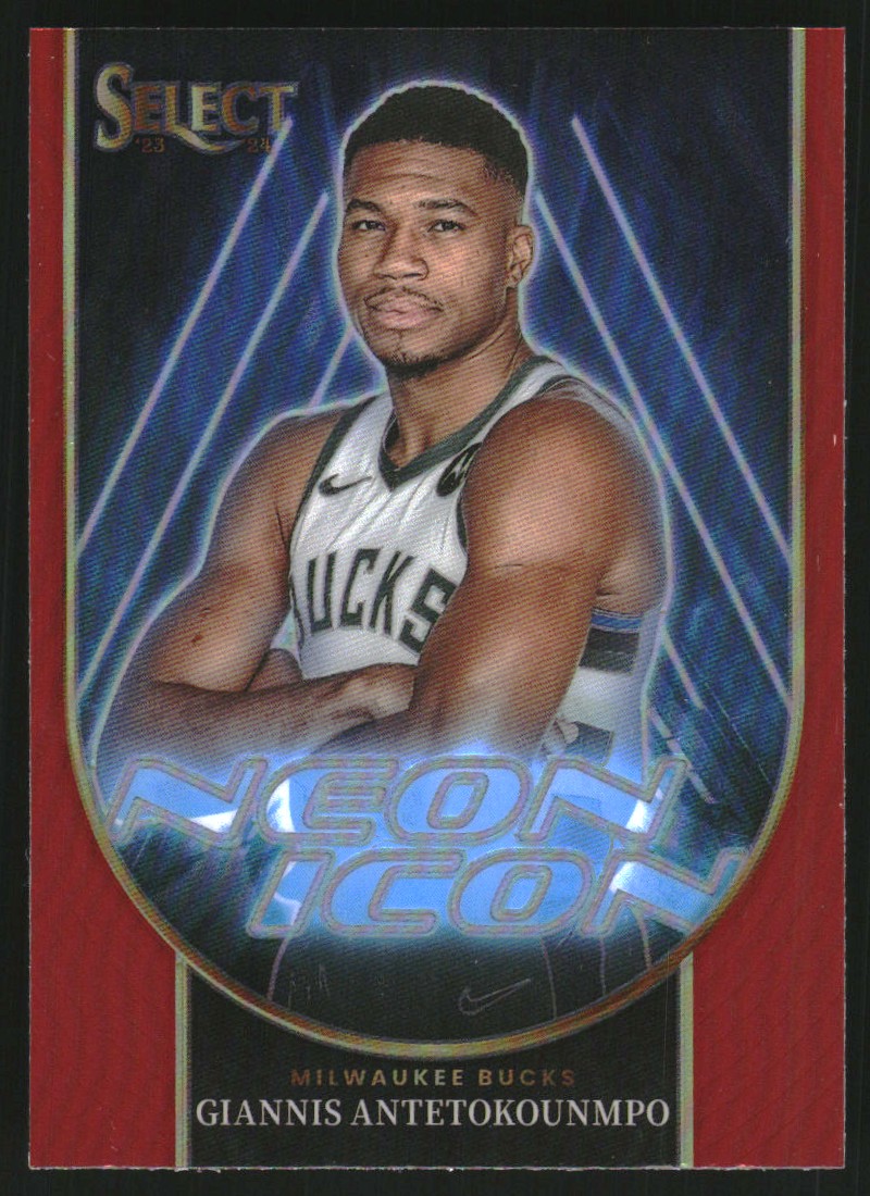 2023-24 Select Neon Icon Red Prizms #1 Giannis Antetokounmpo