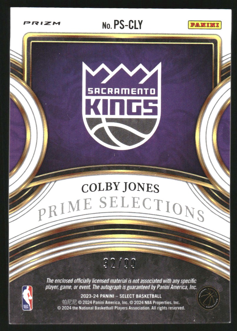 2023-24 Select Prime Selections Signatures #21 Colby Jones
