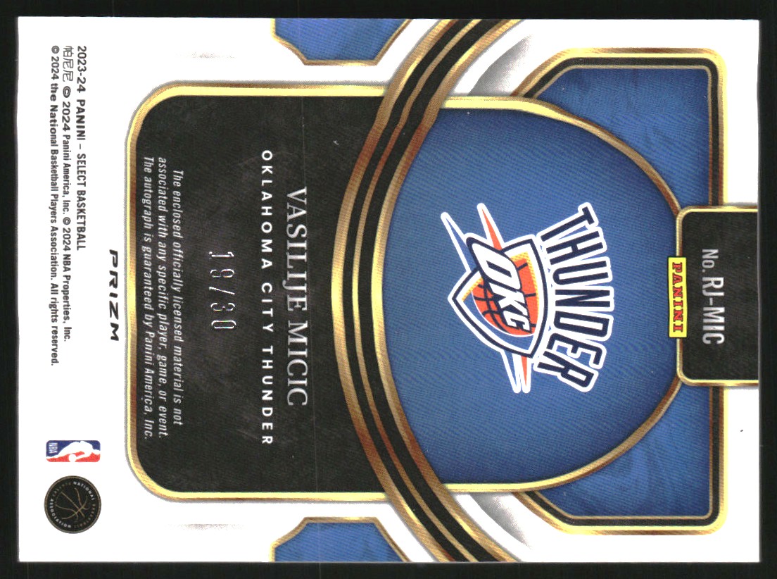 2023-24 Select Rookie Jersey Autographs Neon Orange Pulsar Prizms FOTL #34 Vasilije Micic